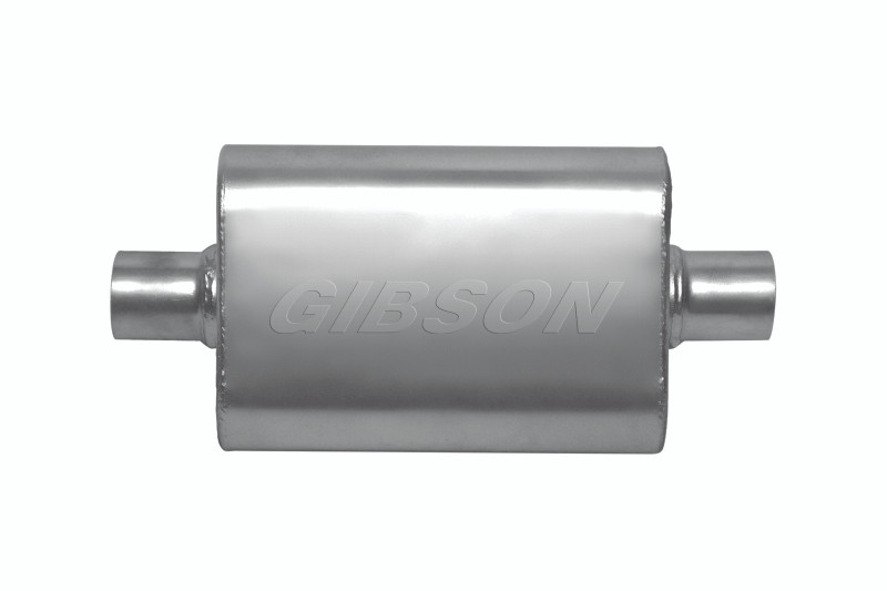 Gibson CFT Superflow Center/Center Oval Muffler - 4x9x18in/2.5in Inlet/2.5in Outlet - Stainless - 55152S