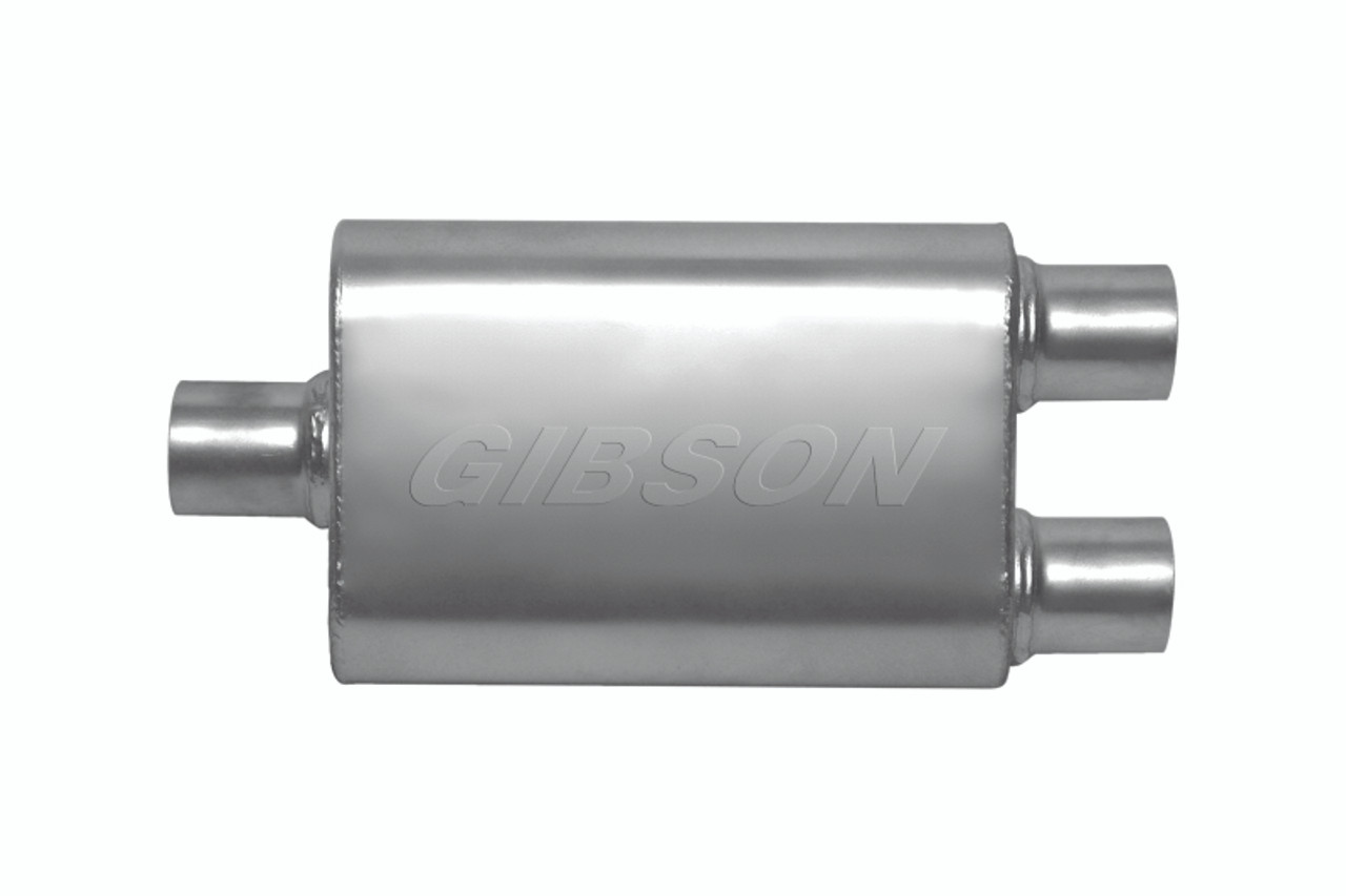 Gibson CFT Superflow Center/Dual Oval Muffler - 4x9x13in/2.25in Inlet/2.25in Outlet - Stainless - 55184S