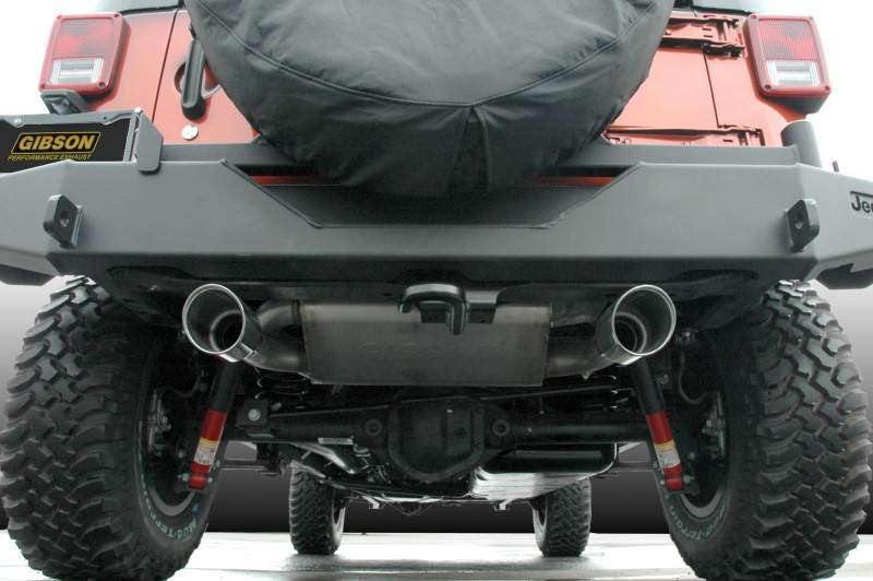 Gibson 07-17 Jeep Wrangler JK Sport 3.6L 2.5in Cat-Back Dual Split Exhaust - Stainless - 617303