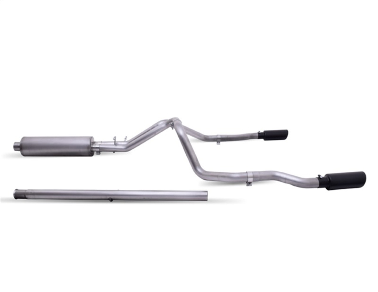 Gibson 20-21 Chevy Silverado 6.6L 2.5in Cat-Back Dual Split Exhaust System Stainless - Black Elite - 65713B