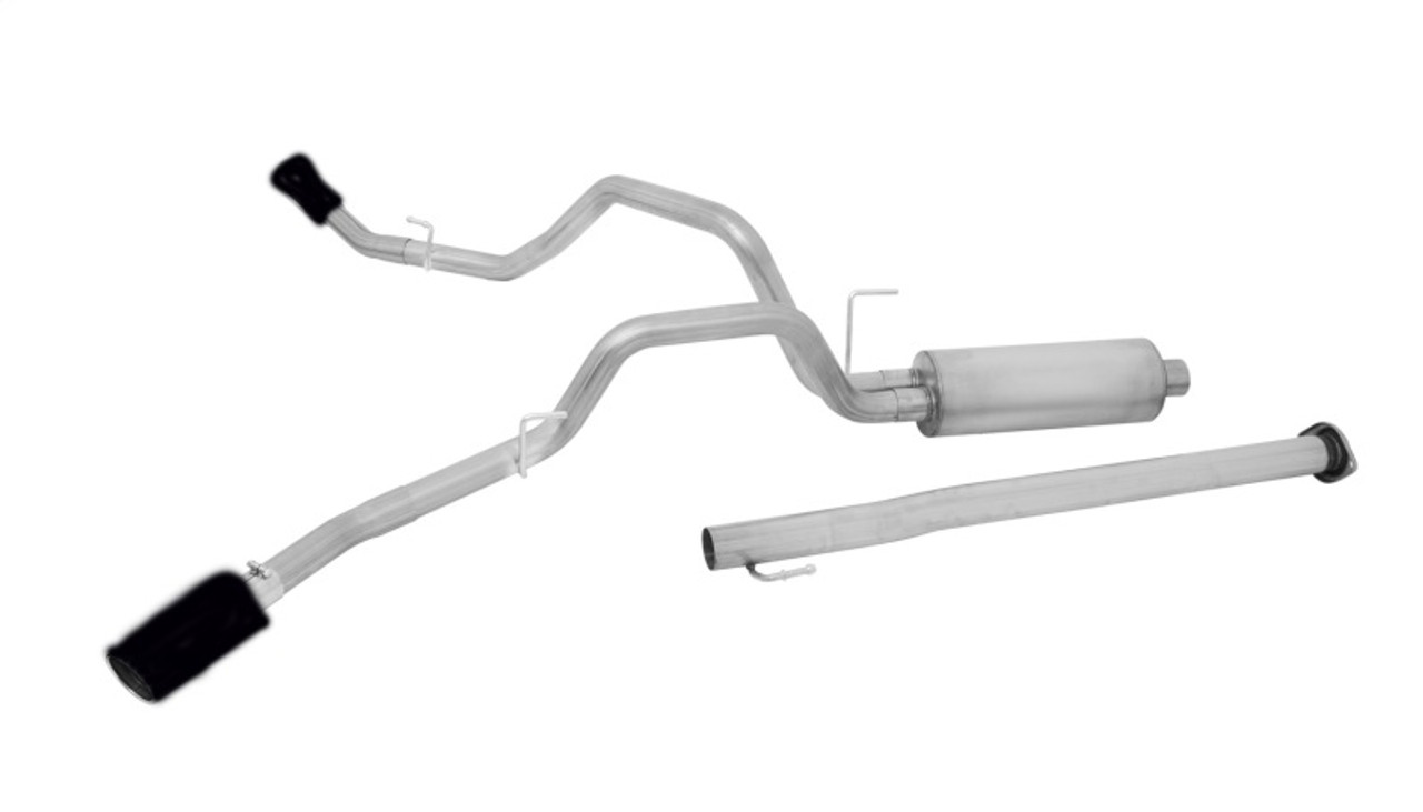 Gibson 15-20 Ford F-150 2.7/3.5/5.0L 3in/2.5in Cat-Back Dual Extreme Exhaust Stainless - Black Elite - 69021B