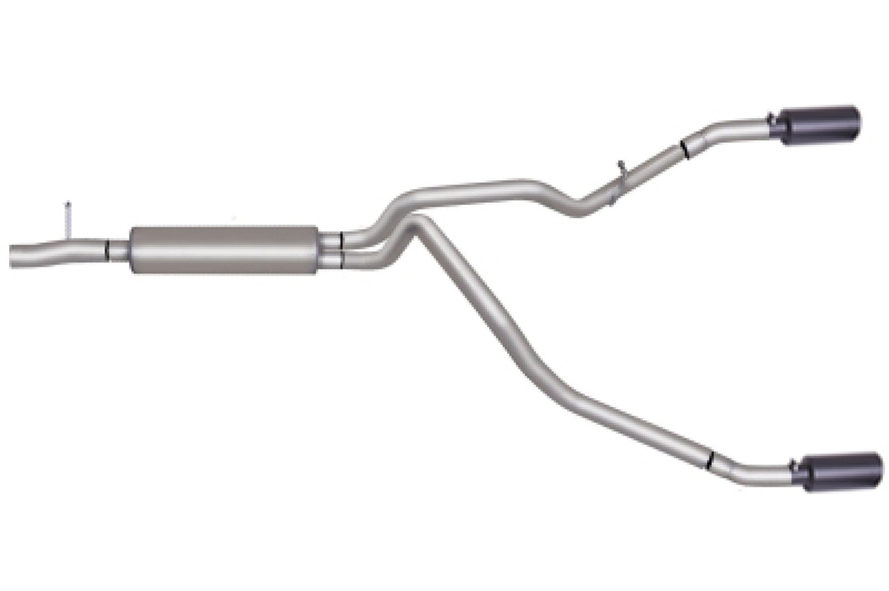 Gibson 11-16 Ford F-250 Super Duty Lariat 6.2L 2.5in Cat-Back Dual Split Exhaust - Black Elite - 69126B