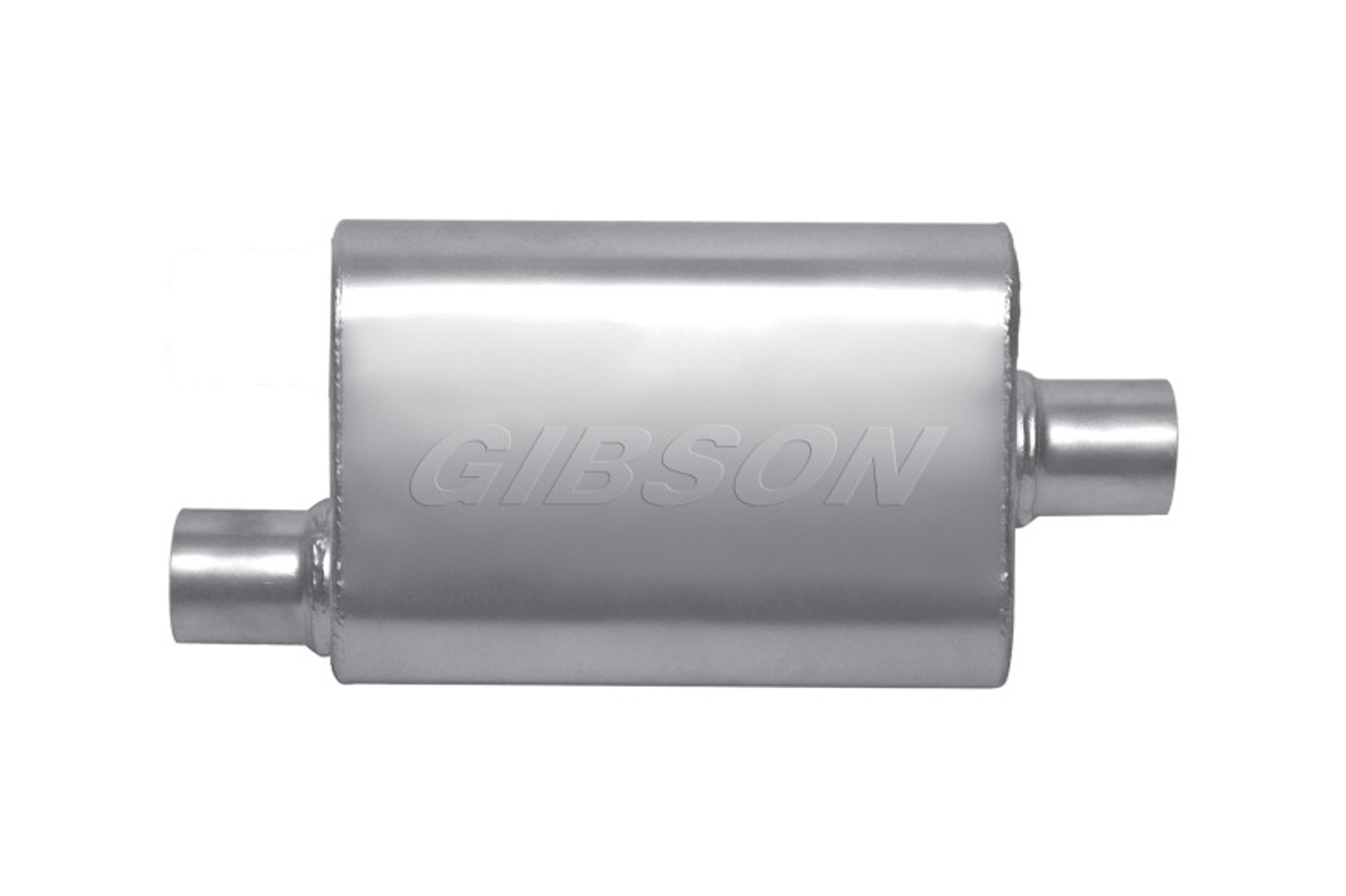 Gibson MWA Superflow Offset/Center Oval Muffler - 4x9x14in/3in Inlet/3in Outlet - Stainless - BM0102