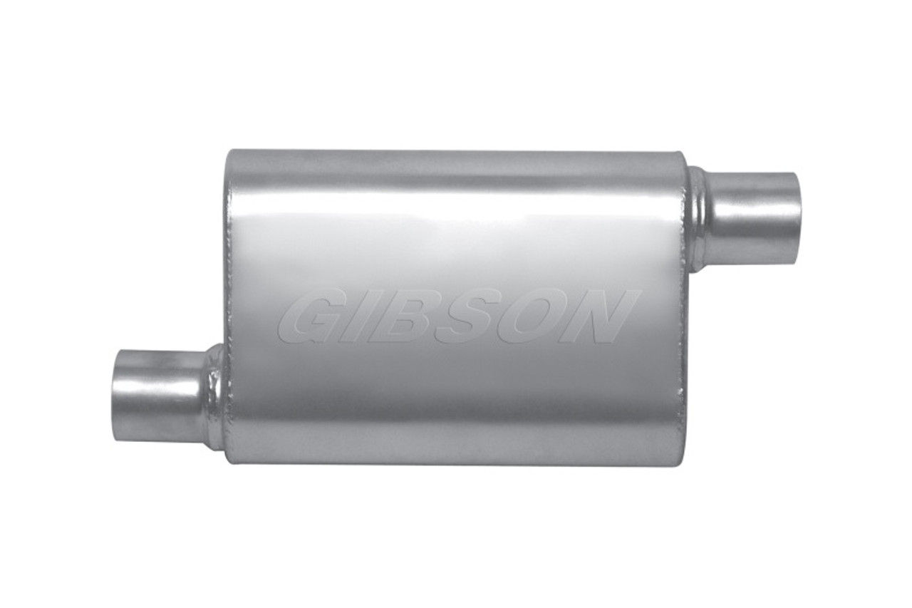 Gibson MWA Superflow Offset/Offset Oval Muffler - 4x9x14in/3in Inlet/3in Outlet - Stainless - BM0105