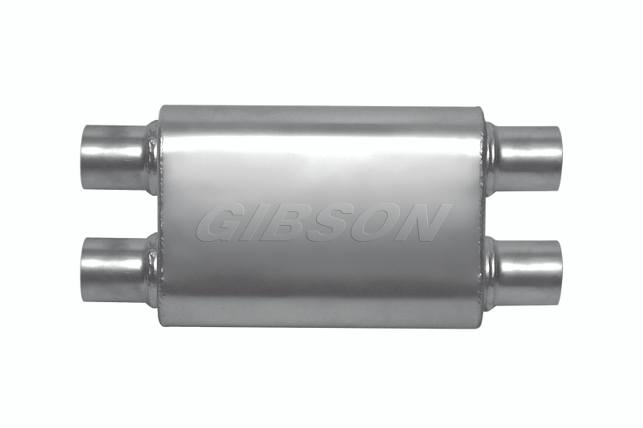 Gibson MWA Superflow Dual/Dual Oval Muffler - 4x9x14in/2.5in Inlet/2.5in Outlet - Stainless - BM0111