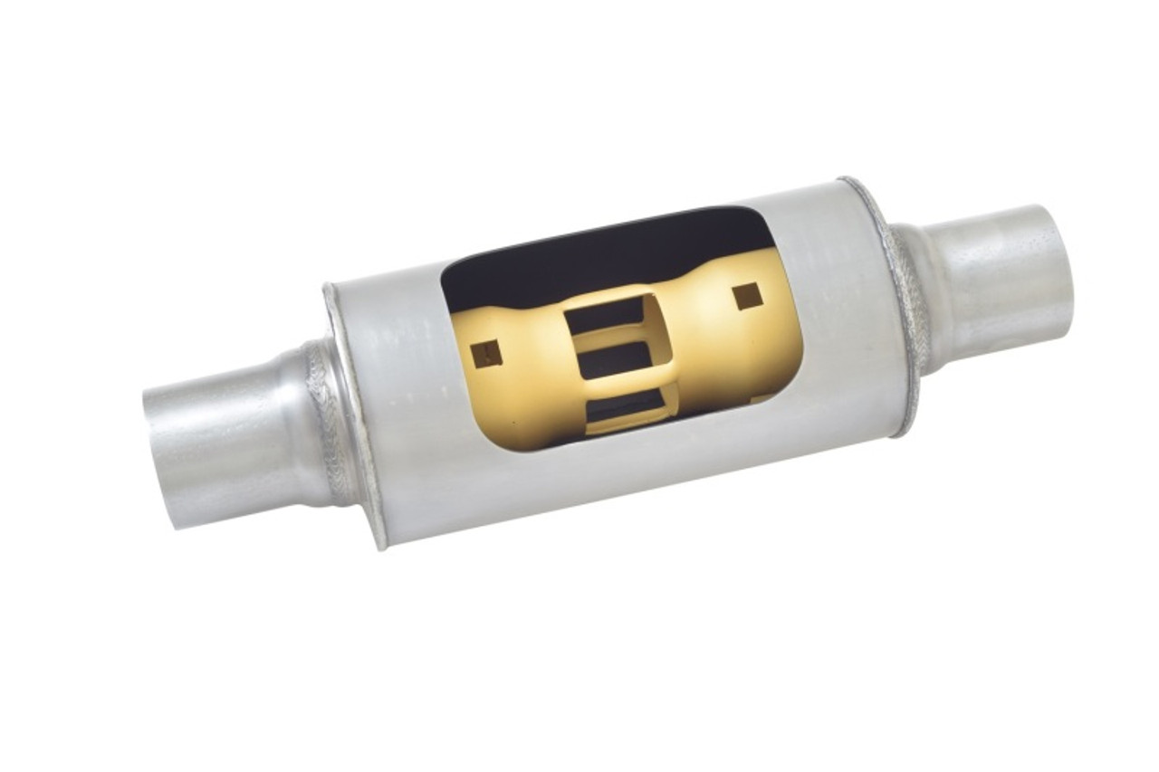 Gibson MWA Superflow Center/Center Round Muffler - 5x10in/3in Inlet/3in Outlet - Stainless - BM0114