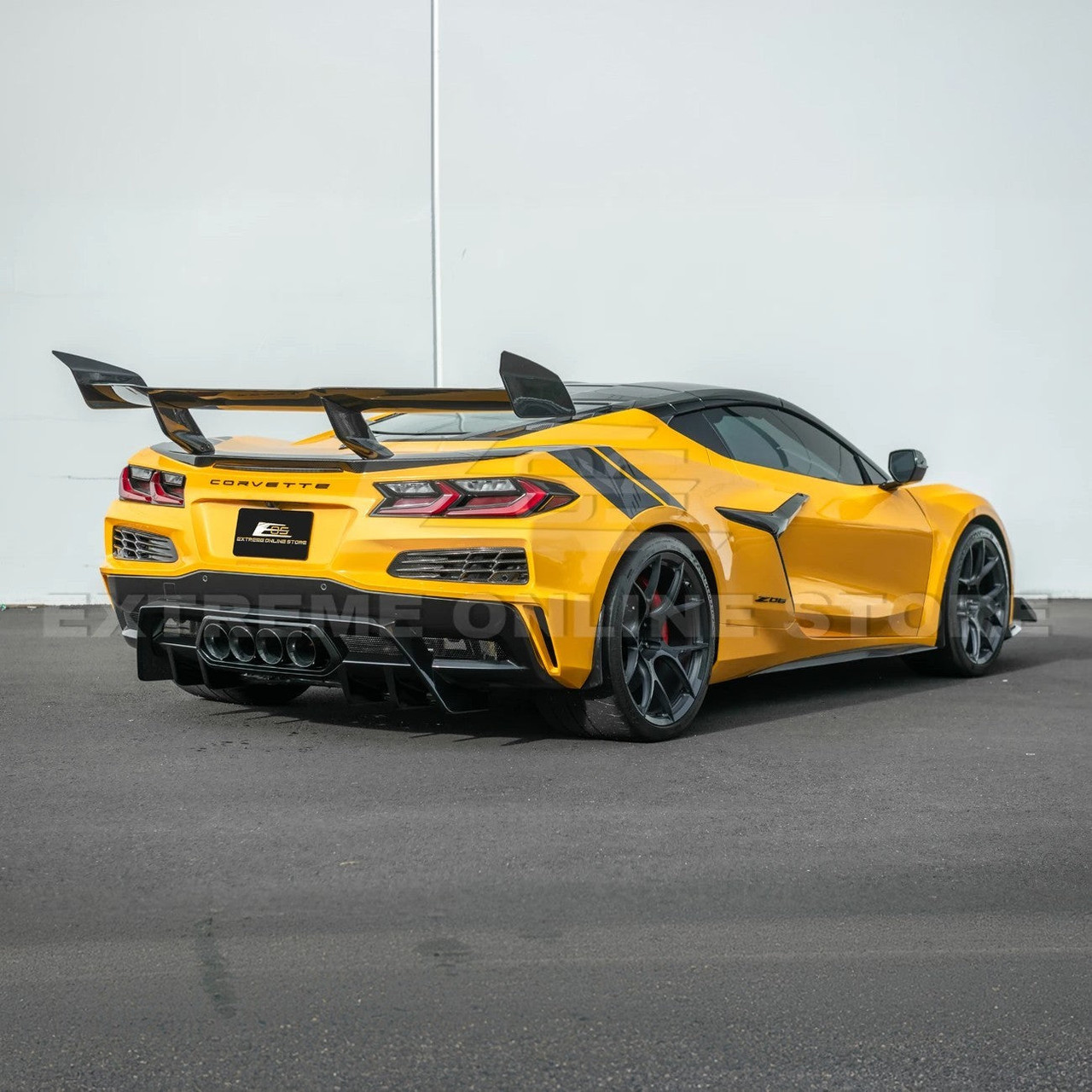 EOS Rear Bumper Finned Diffuser - Gloss Black - C8 Corvette Z06