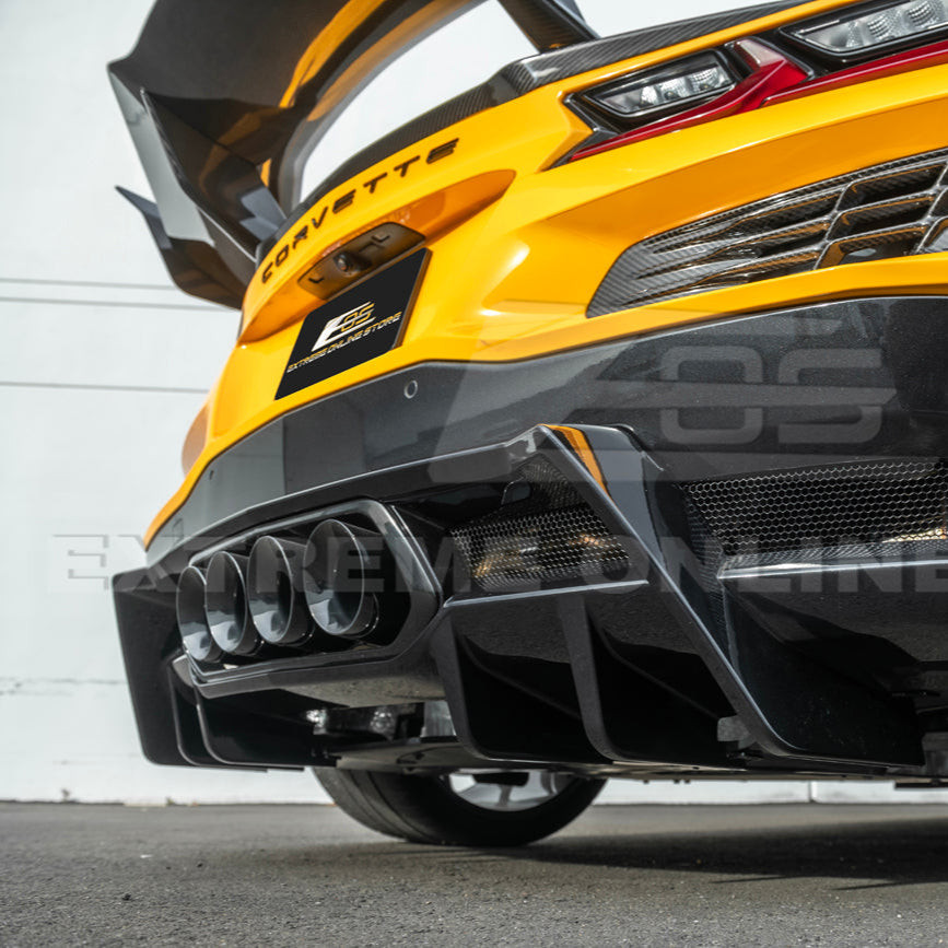 EOS Rear Bumper Finned Diffuser - Gloss Black - C8 Corvette Z06 (DIFF-966-V2-ABS)