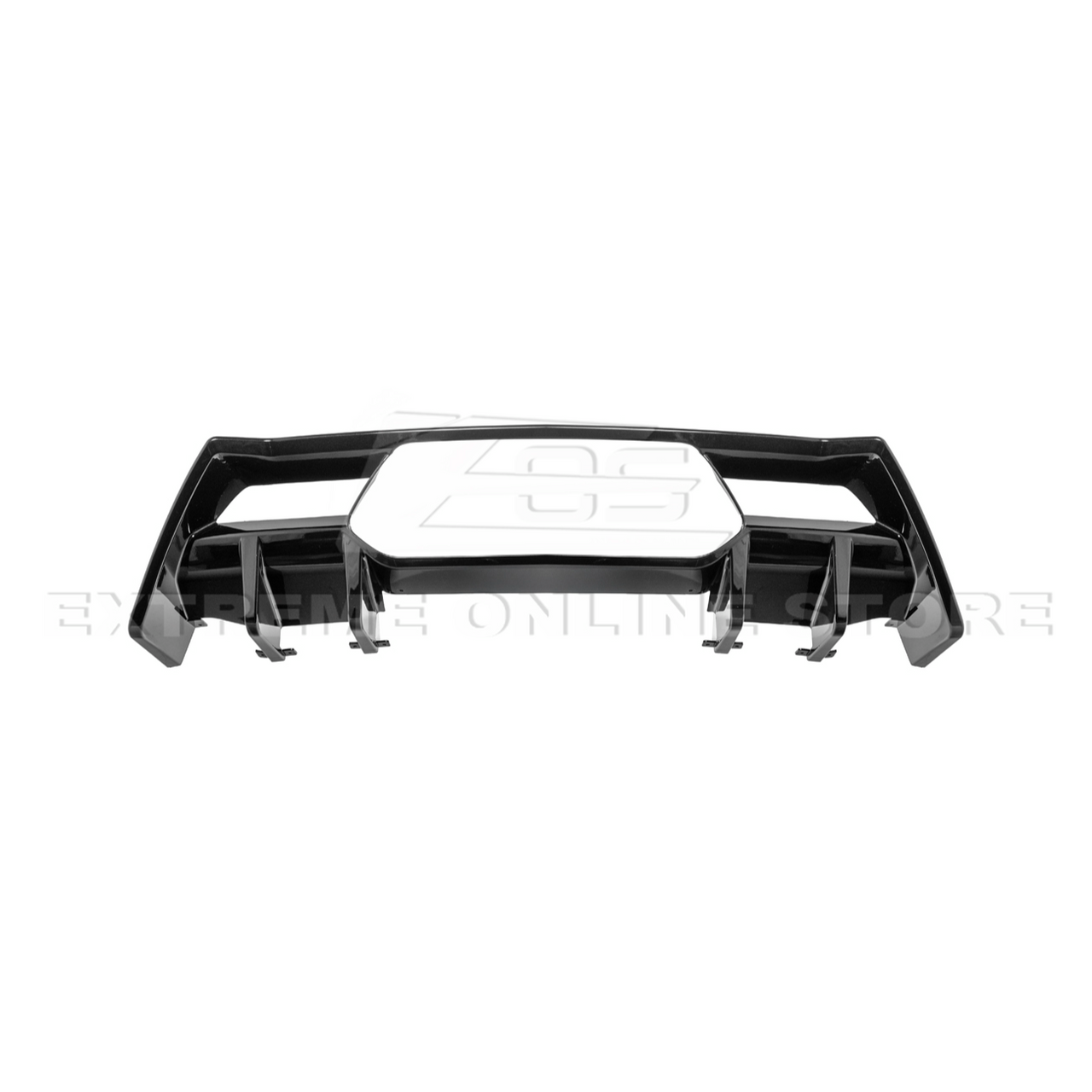 EOS Rear Bumper Finned Diffuser - Gloss Black - C8 Corvette Z06 (DIFF-966-V2-ABS)