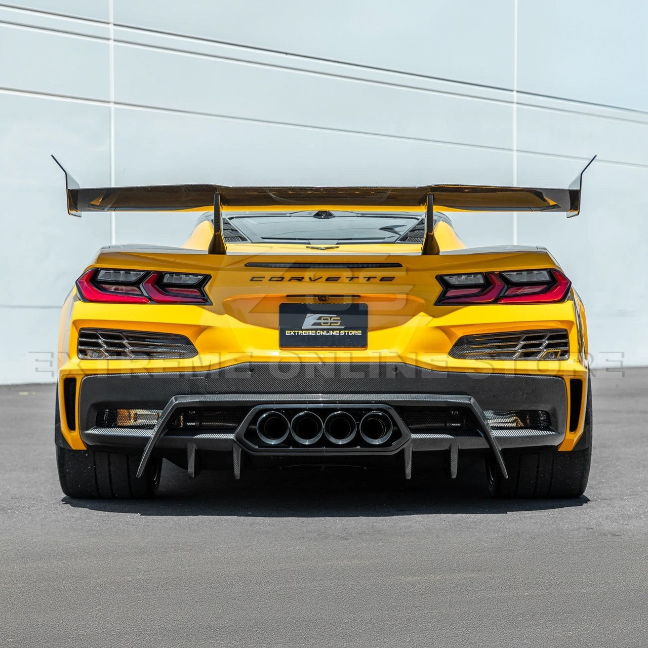 EOS Rear Track Finned Diffuser - Carbon Fiber - C8 Corvette Z06 (DIFF-1006-BKCF)