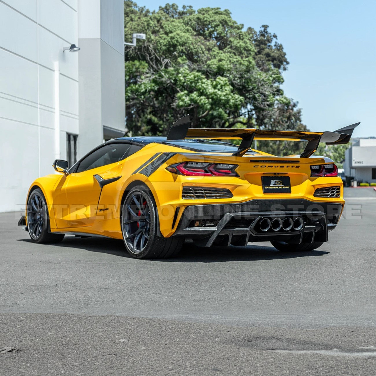 EOS Rear Track Finned Diffuser - Carbon Fiber - C8 Corvette Z06 (DIFF-1006-BKCF)