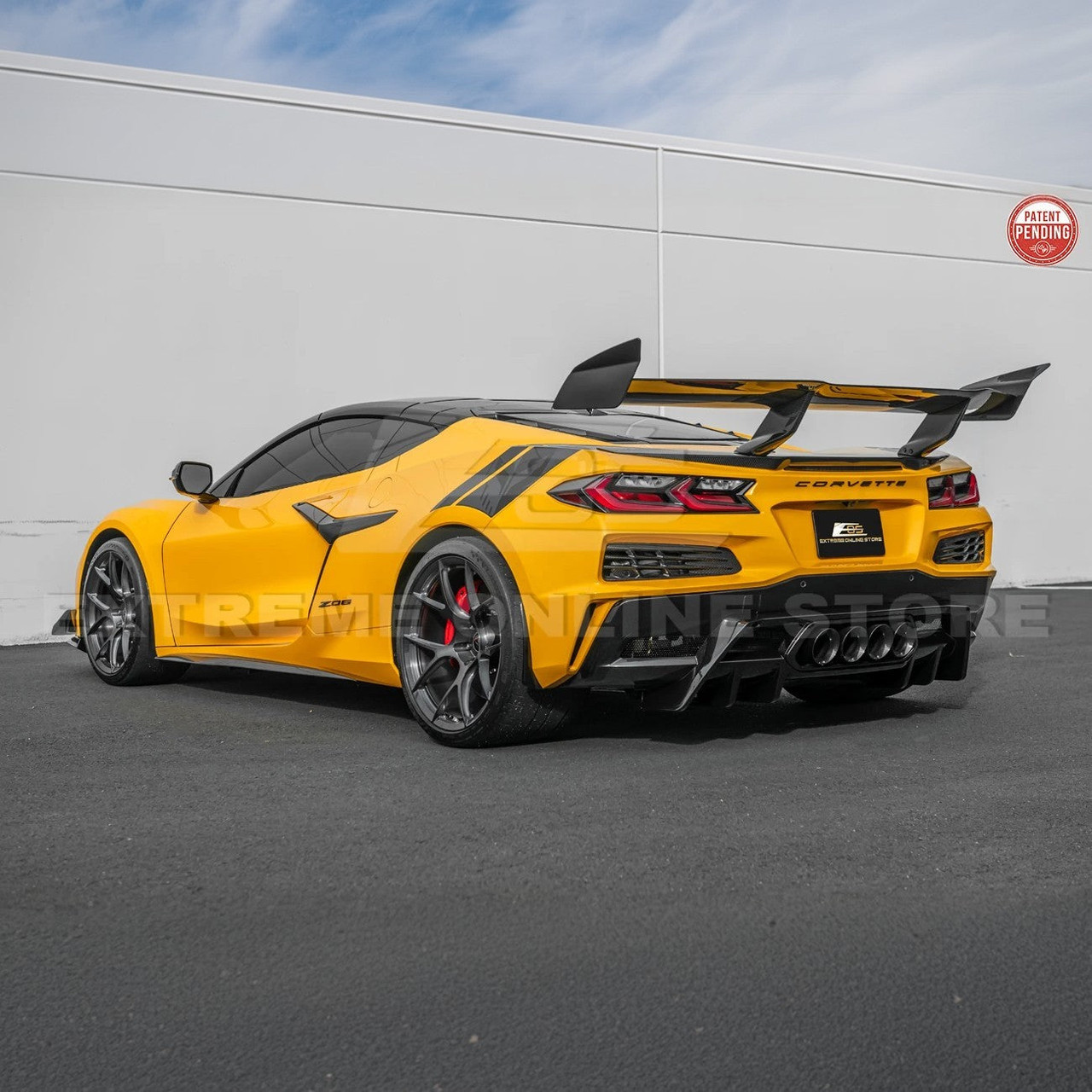 EOS ZR1 Style High Wing Rear Spoiler - Carbon Fiber - C8 Corvette Z06 / E-Ray (SPOILER-1007-BKCF (COMBO B))