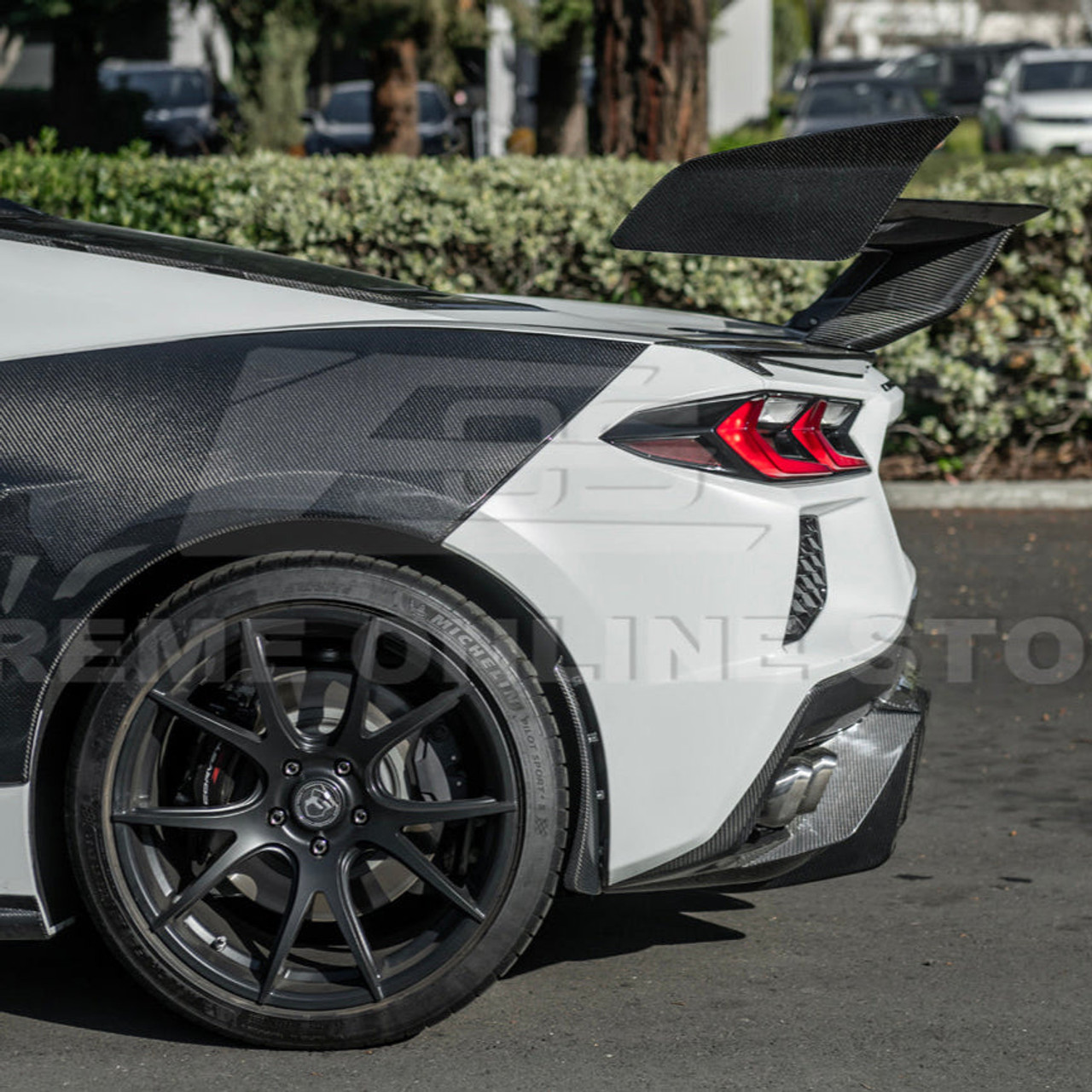 EOS ZR1 Style High Wing Rear Spoiler - Carbon Fiber - C8 Corvette Stingray (SPOILER-1007-BKCF (COMBO A))
