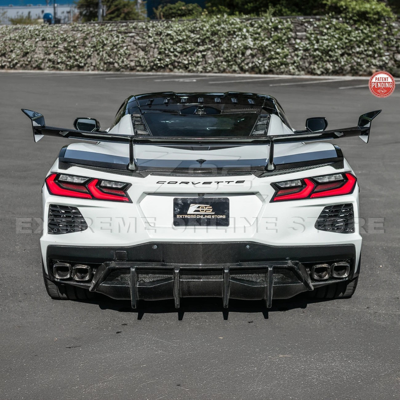 EOS ZR1 Style High Wing Rear Spoiler - Carbon Fiber - C8 Corvette Stingray (SPOILER-1007-BKCF (COMBO A))