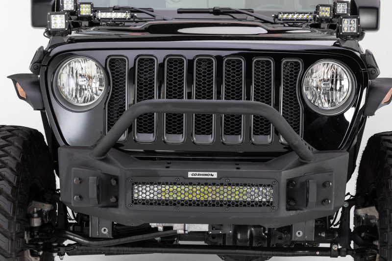 Go Rhino 07-20 Jeep Wrangler JL/JLU/JK/JKU/Gladiator JT Rockline Front Stubby Bumper w/ Overrider - 331101T