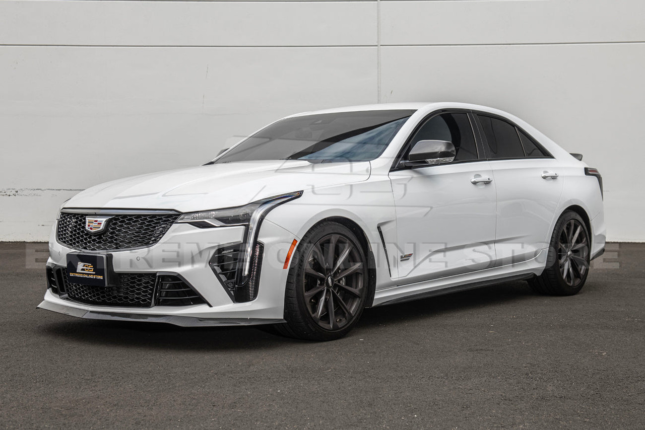 EOS Carbon Fiber Front Splitter & Side Skirts - Cadillac CT4-V Blackwing (FLIP-954-BKCF_SS-1019-BKCF)
