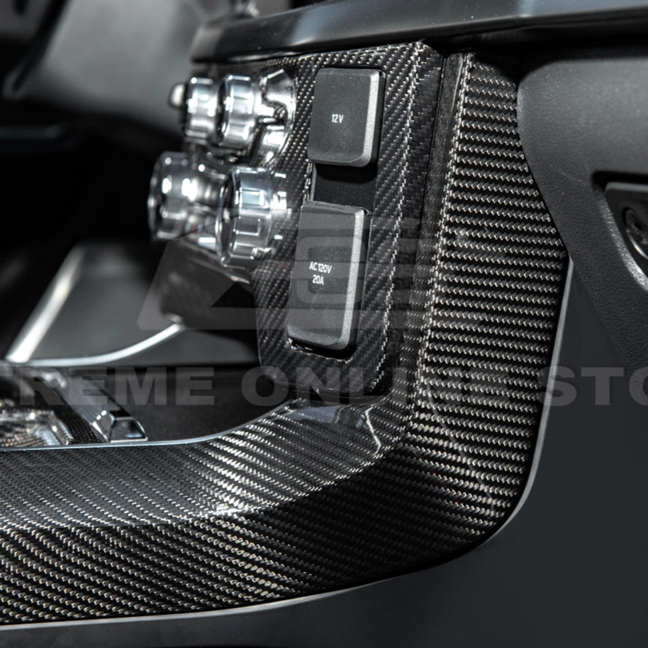 EOS Carbon Fiber Center Console Side Trim - 21+ Ford F-150 (VENT-998-BKCF)