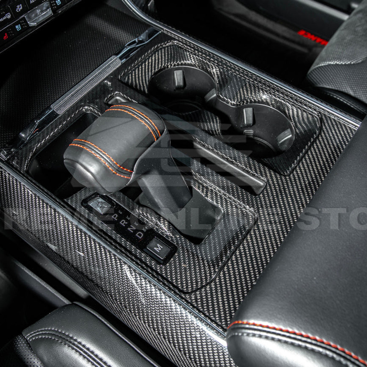 EOS Carbon Fiber Center Console Shifter Trim - 21+ Ford F-150 (VENT-999-BKCF)