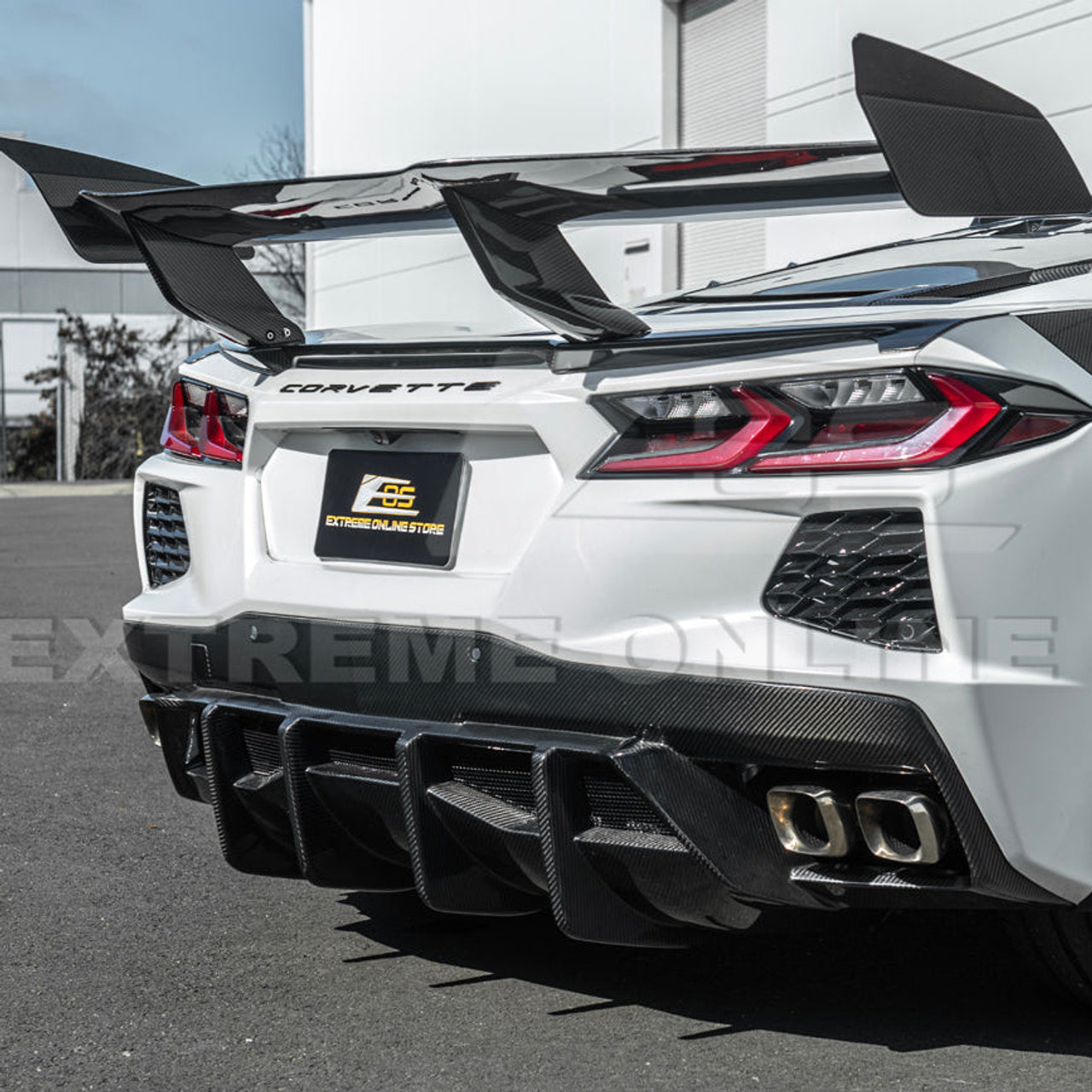 EOS Carbon Fiber Race Series Rear Diffuser for Quad Exhaust Exit - C8 Corvette