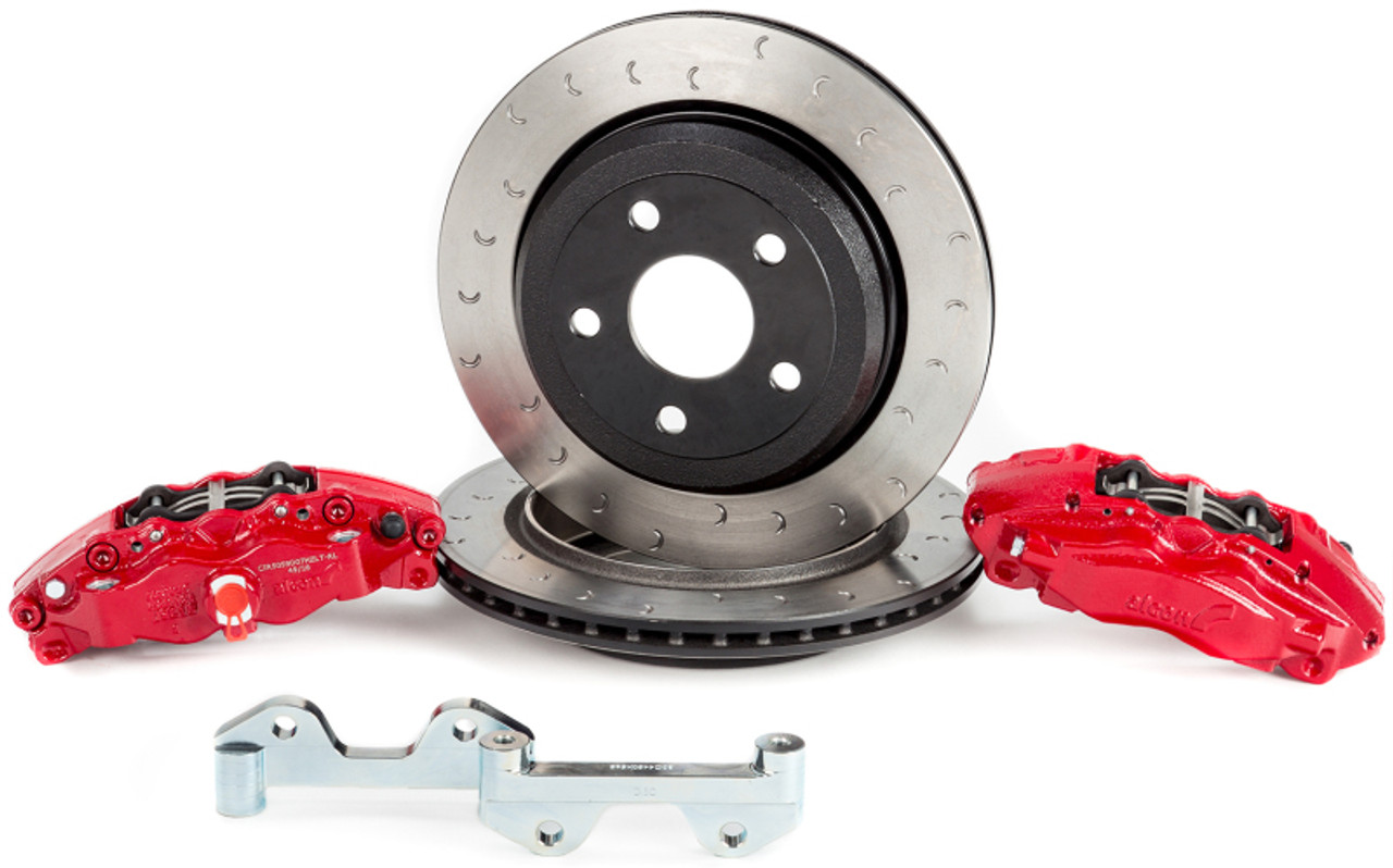 Alcon 2007+ Jeep JK-JL 330x22mm Rotors 4-Piston Calipers Rear Brake Kit (Includes Brake Lines) - Red - BKR5059D12