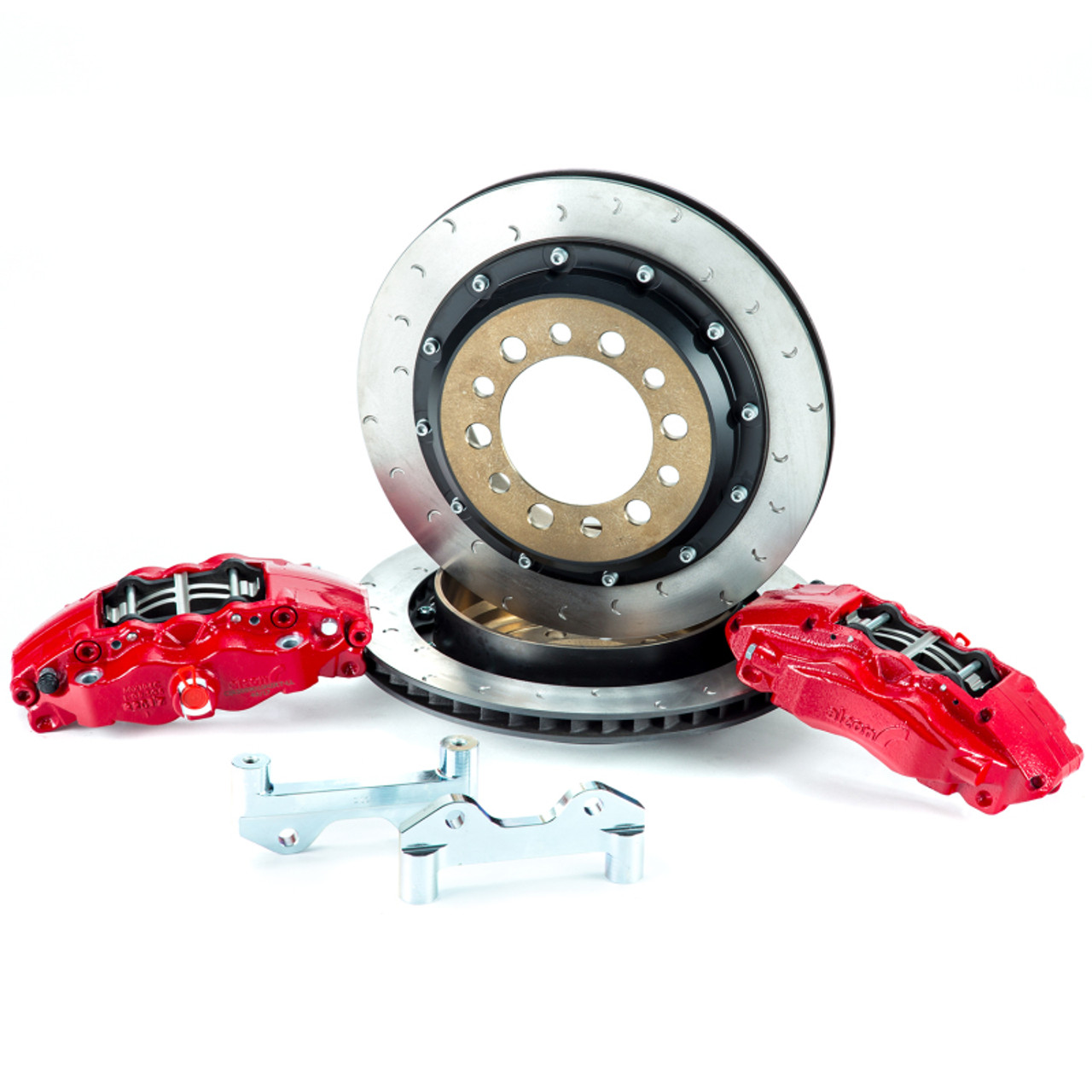 Alcon 2007+ Jeep JK w/ 6x5.5in Hub 355x22mm Rotor 4-Piston Calipers Rear Brake Upgrade Kit - Red - BKR5059D17