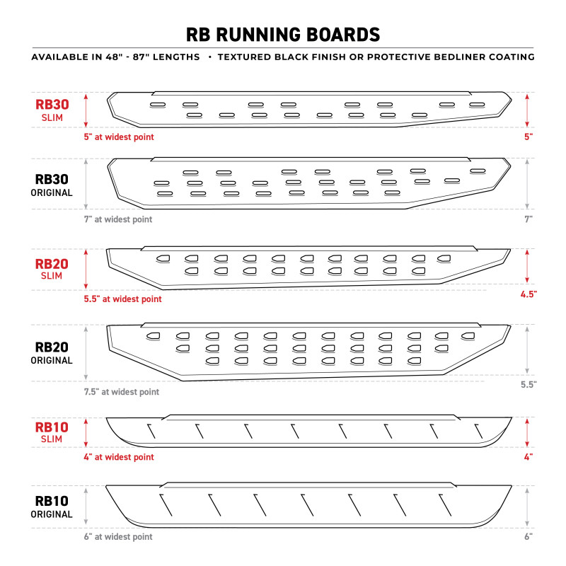 Go Rhino RB30 Slim Line Running Boards 73in. - Tex. Blk (Boards ONLY/Req. Mounting Brackets) - 69600073SPC