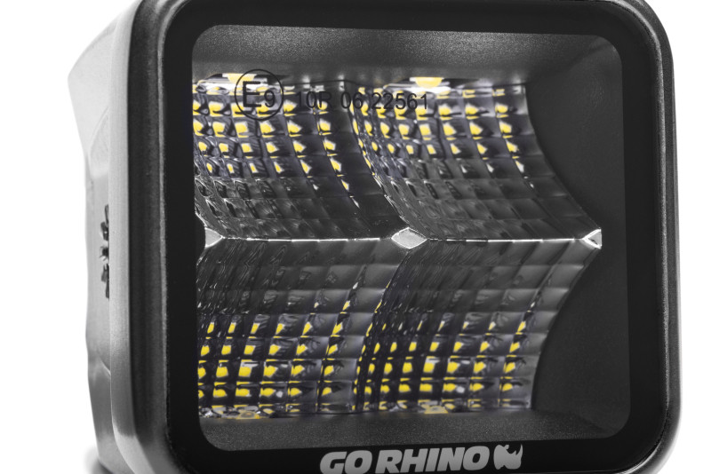 Go Rhino Xplor Blackout Series Cube LED Flood Light Kit (Surface/Threaded Stud Mnt) 2x2 - Blk (Pair) - 750200321FCS