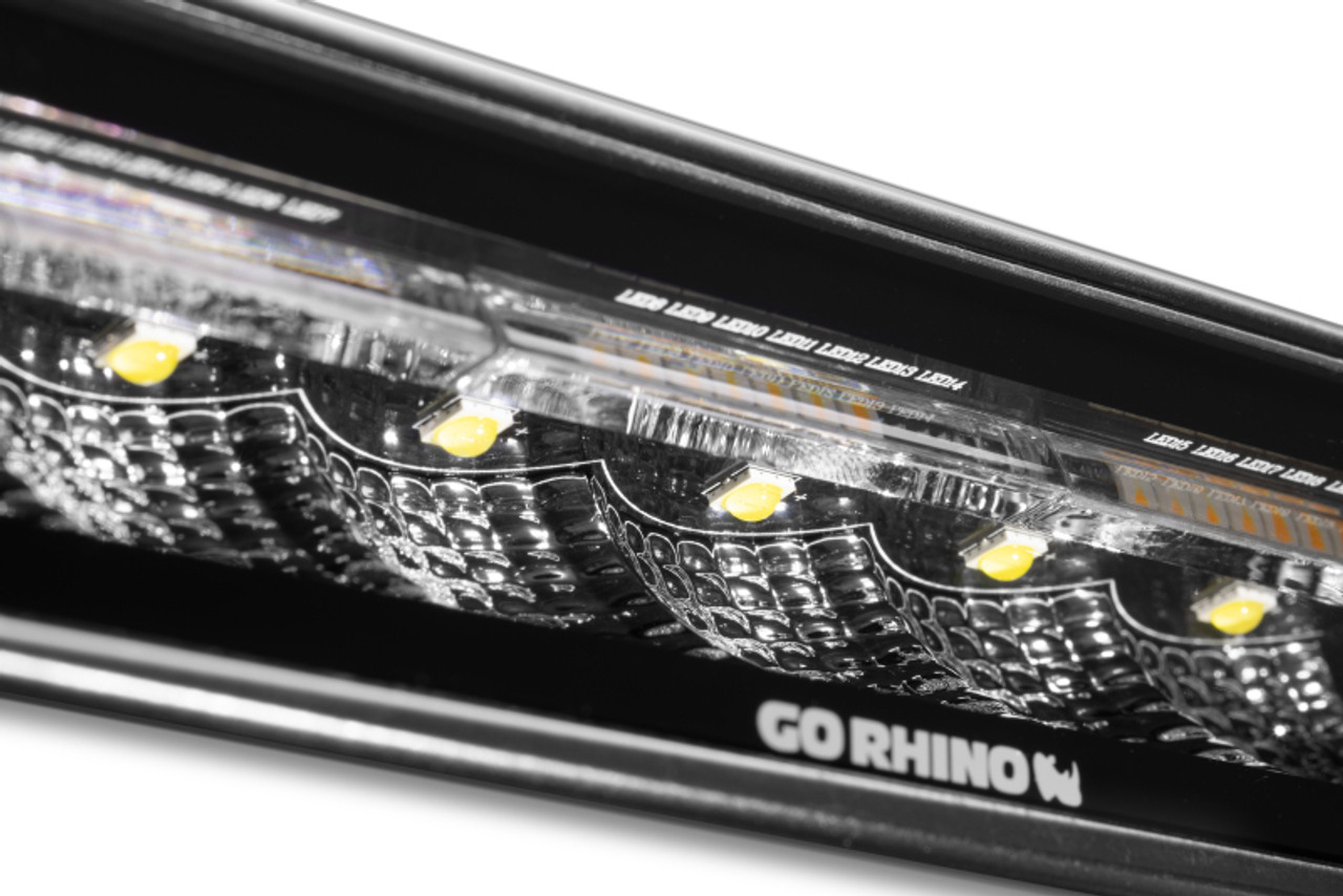 Go Rhino Xplor Blackout Combo Series Sixline LED Flood Lights w/Amber (Surface Mount) - Blk (Pair) - 750600622FBS