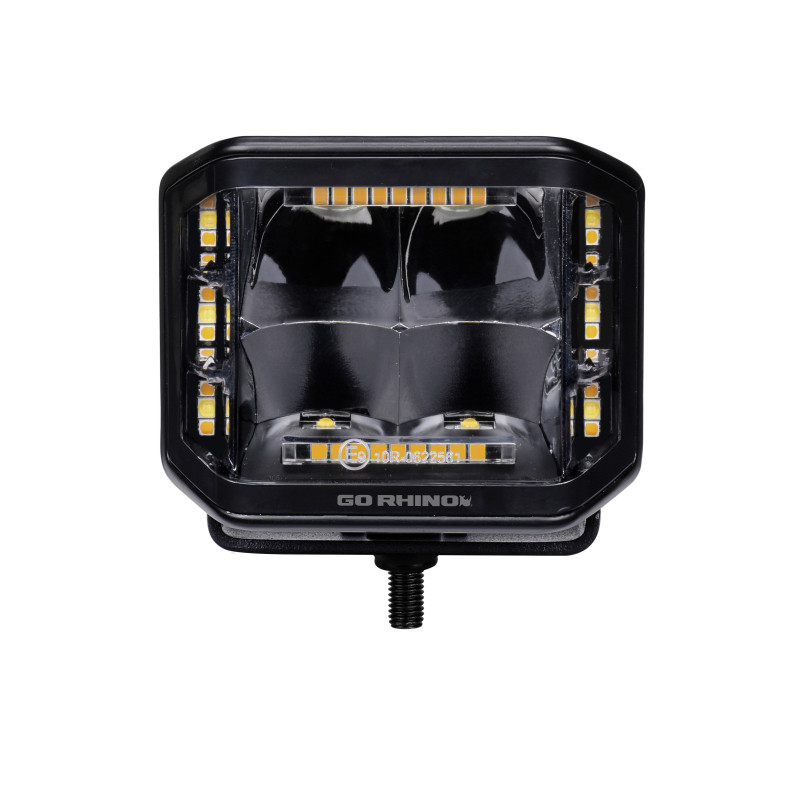 Go Rhino Xplor Blackout Combo Series Cube Sideline LED Spot Lights w/ Amber 4x3 - Blk (Pair) - 750700322SCS