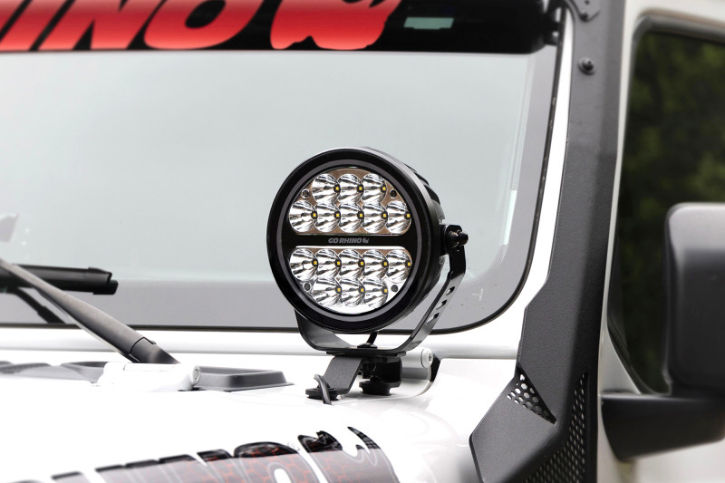 Go Rhino Xplor Blackout Series Round LED Spot Light Beam w/DRL (Surface/Thread Stud Mnt) 7in. - Blk - 750800711SRS