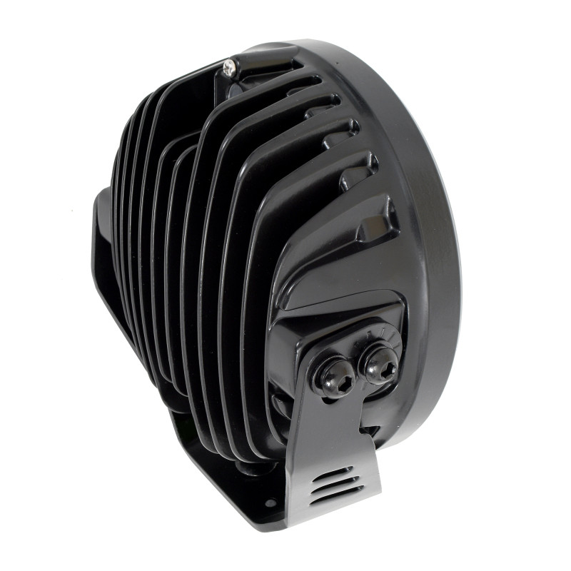 Go Rhino Xplor Blackout Series Round LED Spot Light Beam w/DRL (Surface/Thread Stud Mnt) 7in. - Blk - 750800711SRS