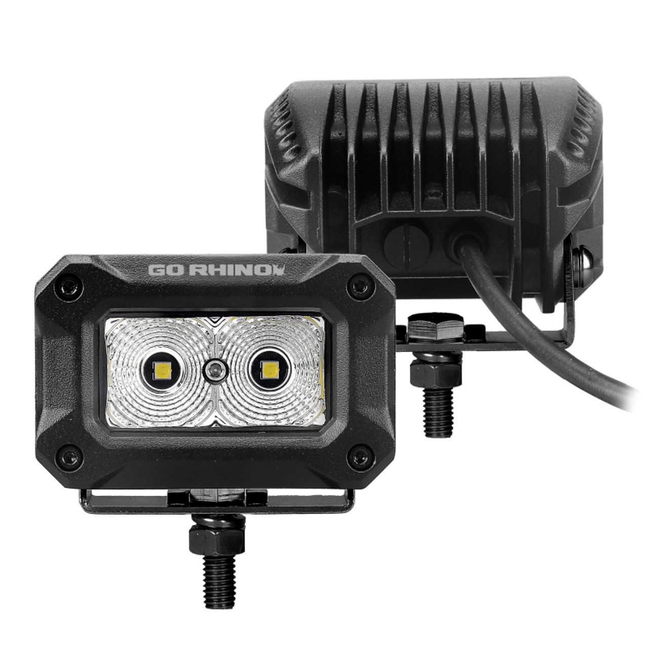 Go Rhino Xplor Bright Series Rectangle LED Flood Light Kit (Surface/Thread Std Mnt) 3x2 - Blk (Pair) - 751003023FBS
