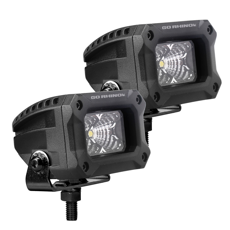 Go Rhino Xplor Bright Series Rectangle LED Flood Light Kit (Surface/Thread Std Mnt) 3x2 - Blk (Pair) - 751003023FBS