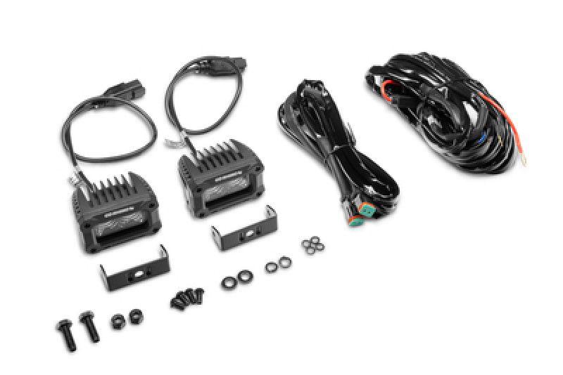 Go Rhino Xplor Bright Series Rectangle LED Flood Light Kit (Surface/Thread Std Mnt) 3x2 - Blk (Pair) - 751003023FBS