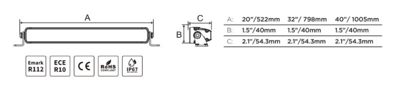 Go Rhino Xplor Blackout Combo Series Sgl Row LED Light Bar w/Amber (Side/Track Mount) 20.5in. - Blk - 751052012CSS