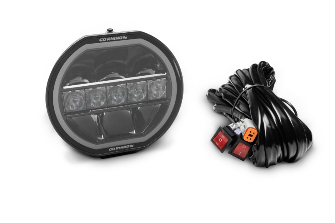 Go Rhino Xplor Blackout Series Maxline LED Hi/Low Beam w/Multi DRL (Surface Mount) 7in. - Blk - 751080711CRS