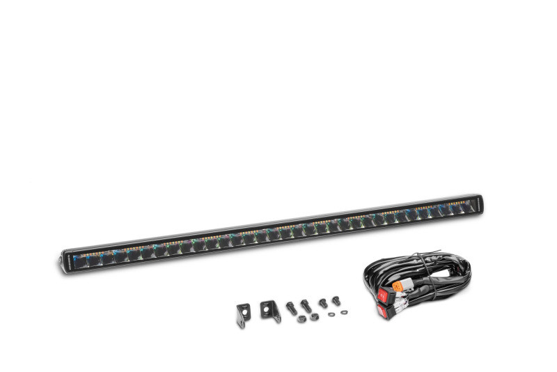 Go Rhino Xplor Blackout Combo Series Sgl Row LED Light Bar w/Amber (Side/Track Mount) 31.5in. - Blk - 751653212CSS