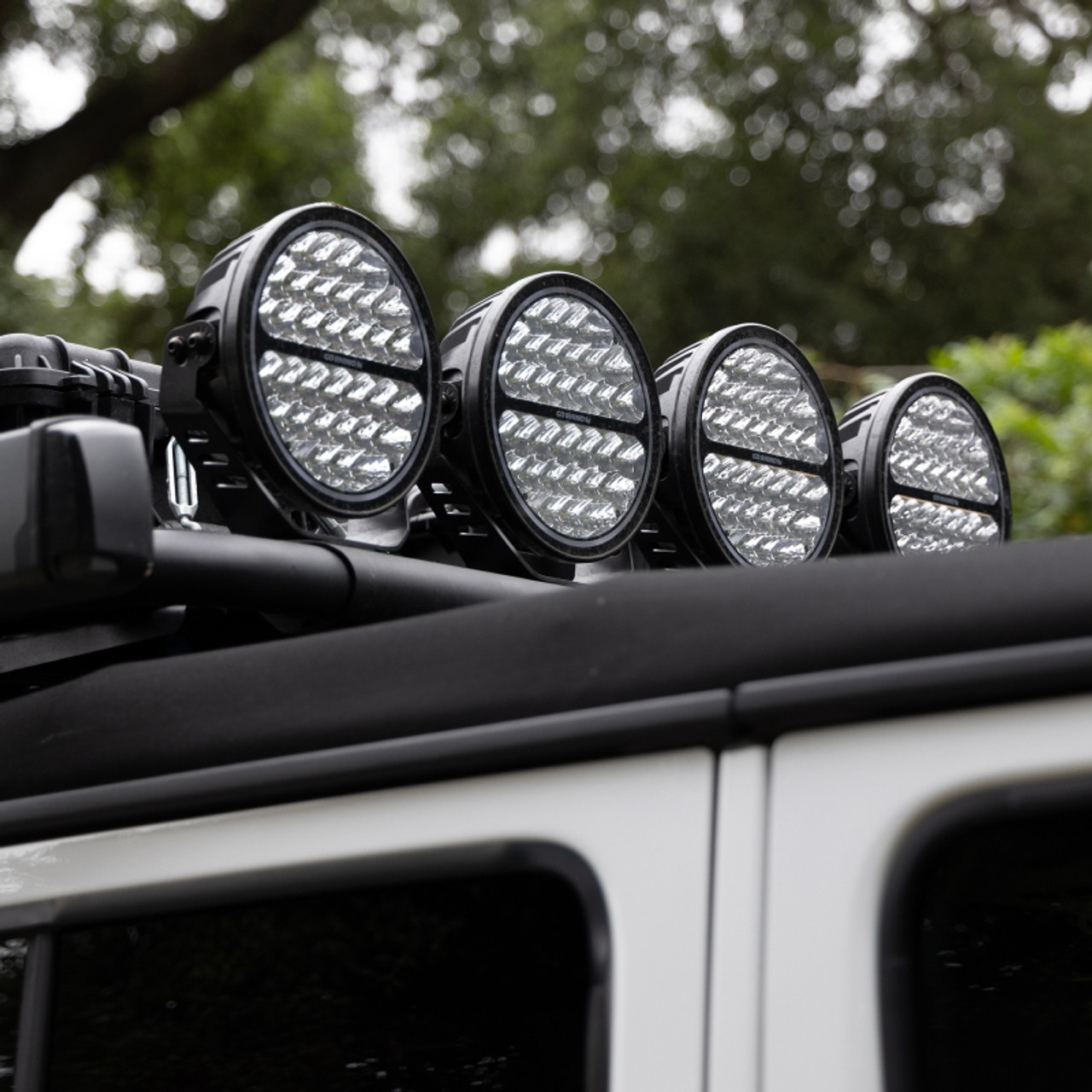 Go Rhino Xplor Blackout Series Round Single LED Spot Light Kit w/DRL (Surface Mount) 9in. - Blk - 751700911SRS