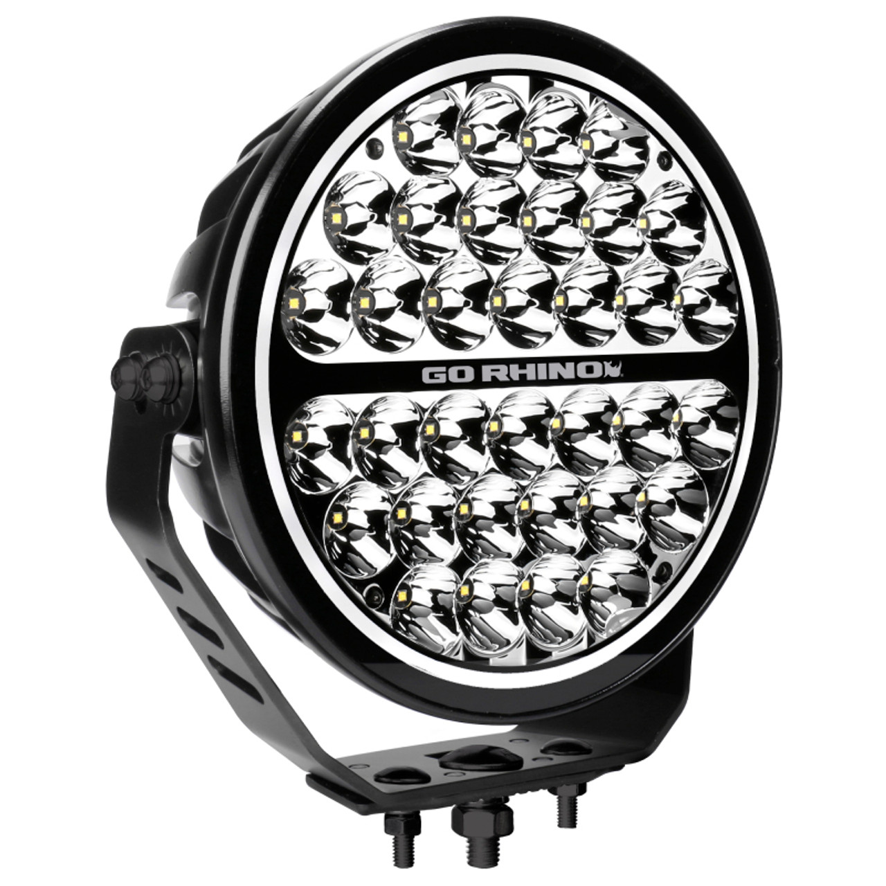 Go Rhino Xplor Blackout Series Round Single LED Spot Light Kit w/DRL (Surface Mount) 9in. - Blk - 751700911SRS