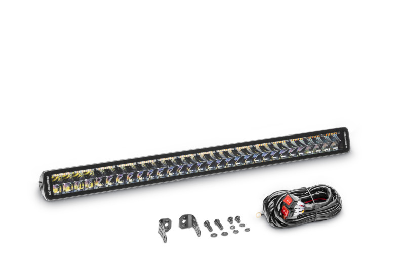 Go Rhino Xplor Blackout Combo Series Dbl Row LED Light Bar w/Amber (Side/Track Mount) 32in. - Blk - 753003012CDS