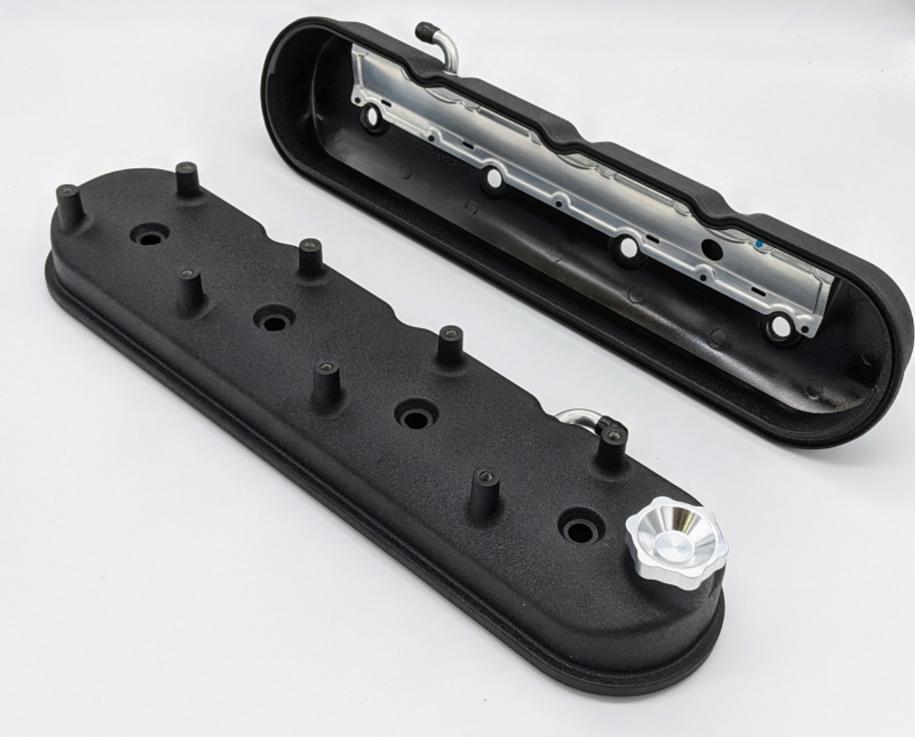 Granatelli 96-22 GM LS Tall Valve Cover w/Angled Coil Mounts - Black Wrinkle (Pair) - 640362