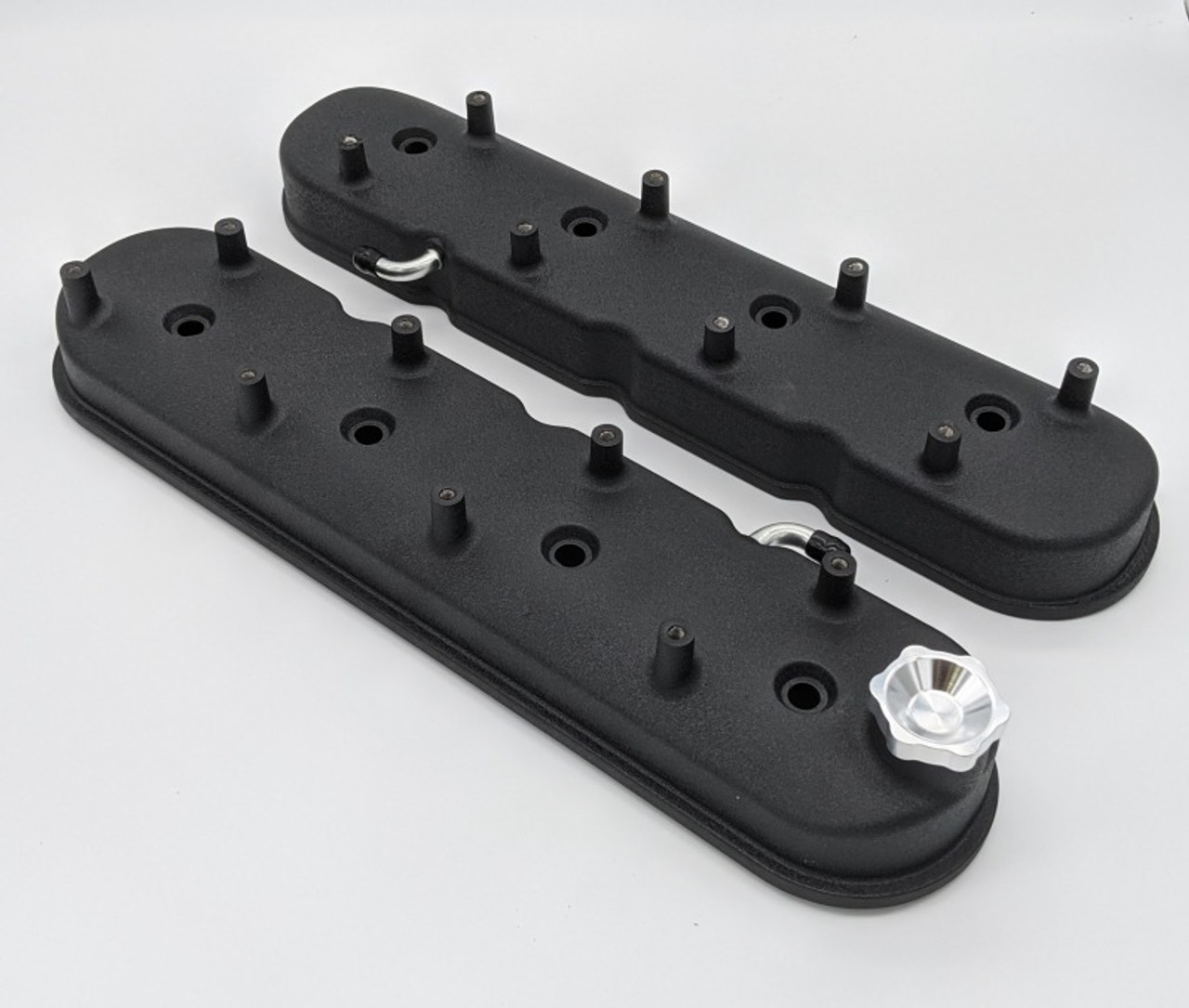 Granatelli 96-22 GM LS Tall Valve Cover w/Angled Coil Mounts - Black Wrinkle (Pair) - 640362