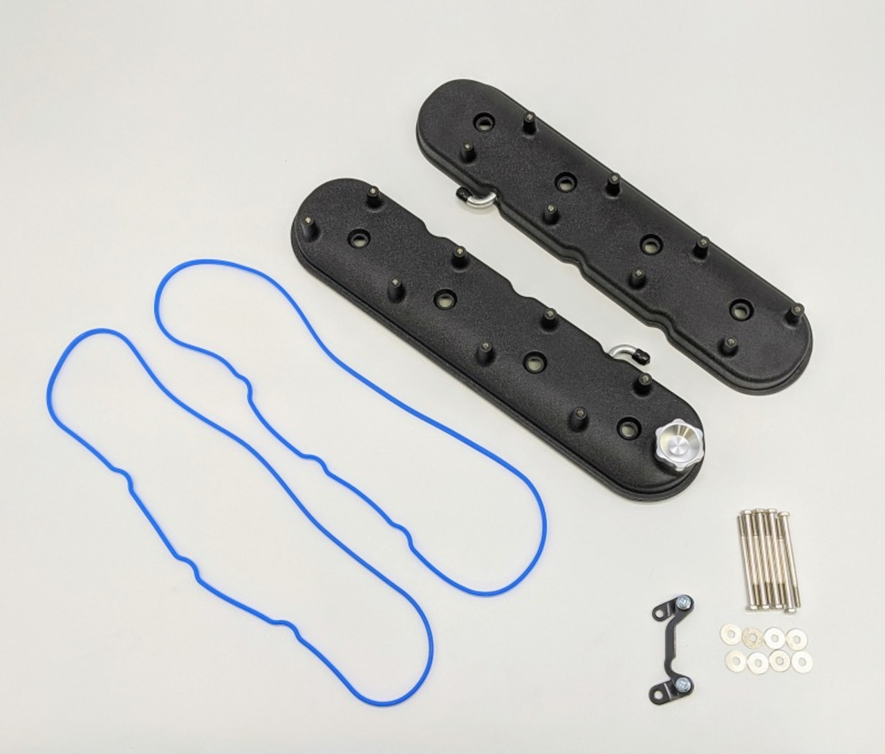 Granatelli 96-22 GM LS Standard Height Valve Cover w/Angled Coil Mount - Blk Wrinkle (Pair) - 640367