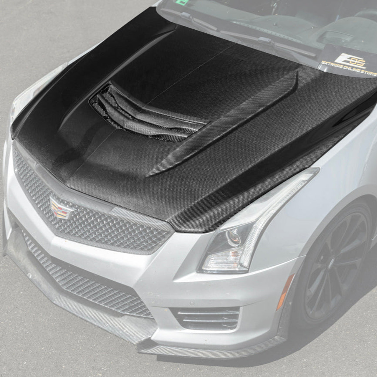 EOS Carbon Fiber Vented Hood - 16-19 Cadillac ATS-V (HOOD-1068-BKCF)