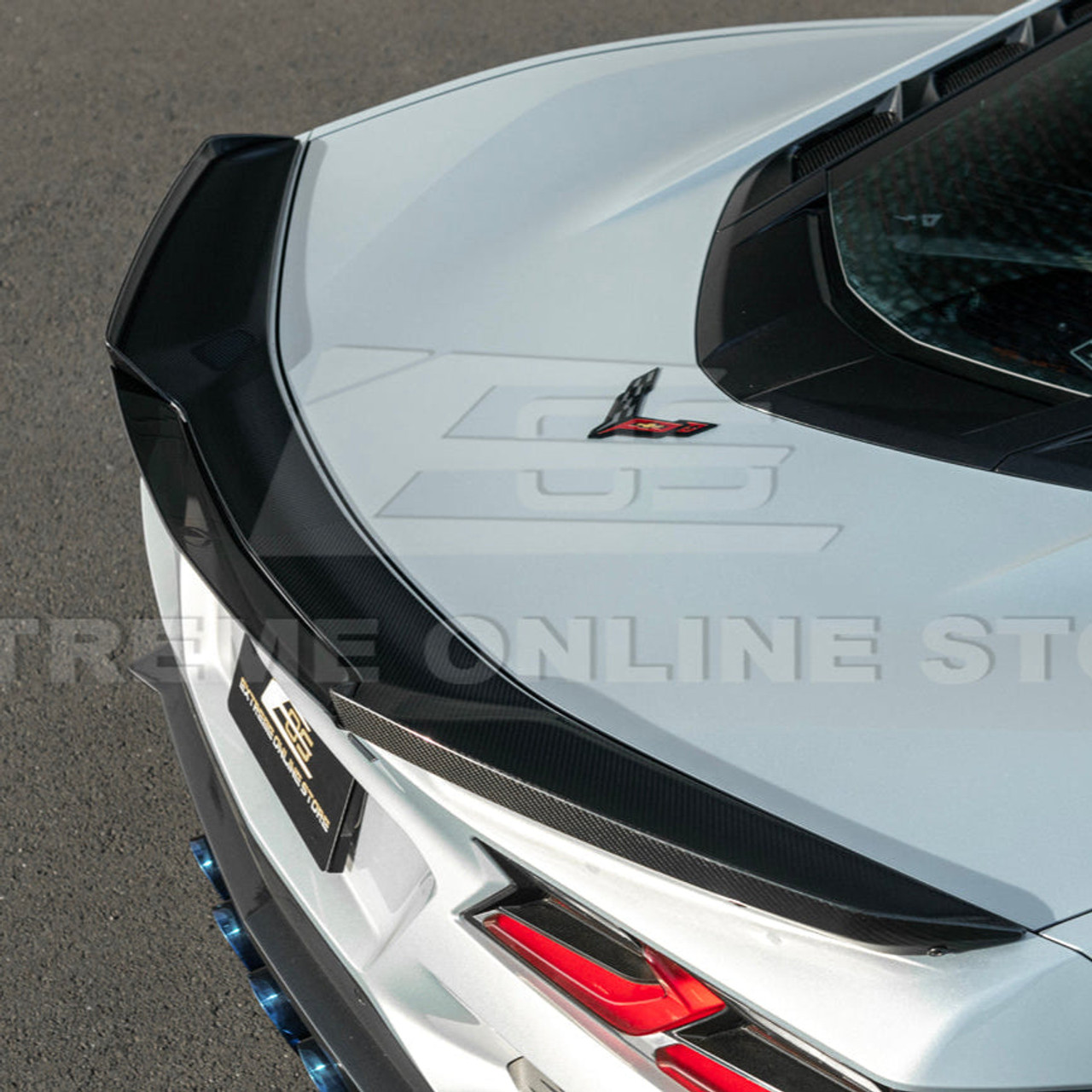 EOS Carbon Fiber Duck Tail Rear Spoiler w. Dark Wickerbill - C8 Corvette Z06 (C8-COMBO-15)