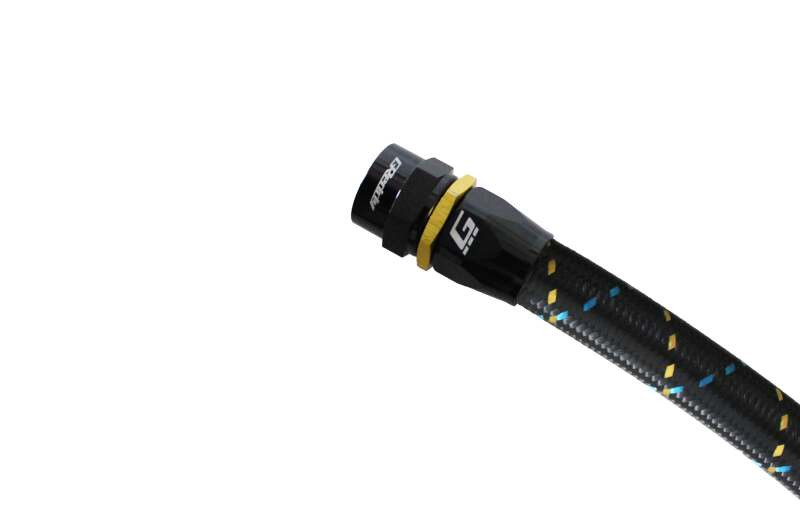 GReddy AN06 STRAIGHT HOSE END SWIVEL BLACK/GOLD ANODIZED - 12800600 Photo - Close Up