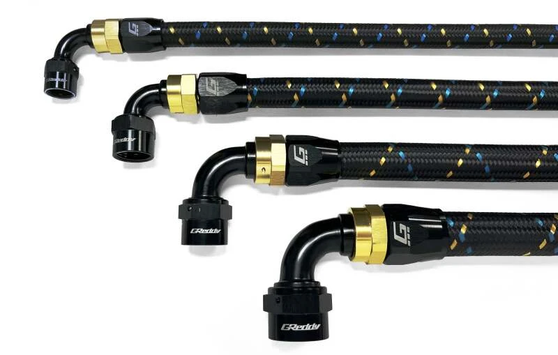 GReddy AN06 30 DEGREE HOSE END SWIVEL BLACK/GOLD ANODIZED - 12800630 Photo - Close Up