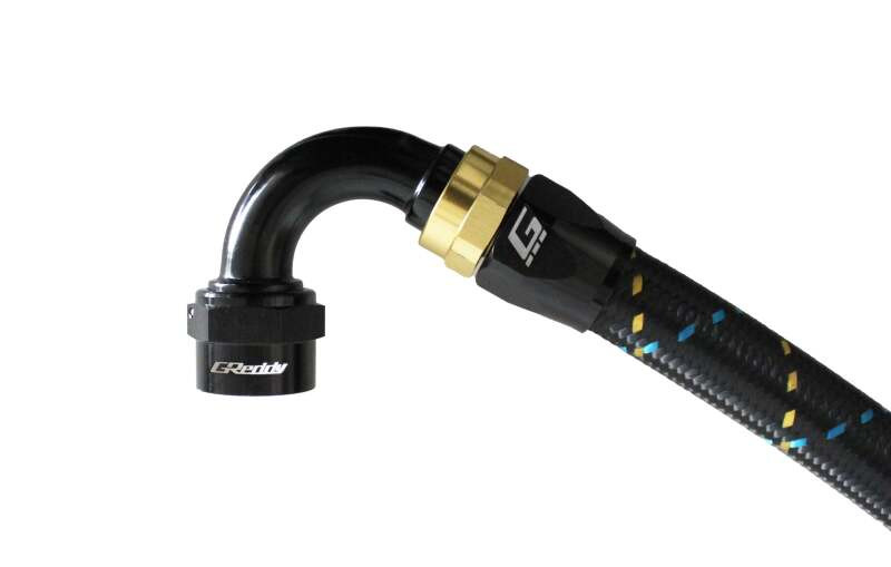 GReddy AN08 120 DEGREE HOSE END SWIVEL BLACK/GOLD ANODIZED - 12800812 Photo - Primary