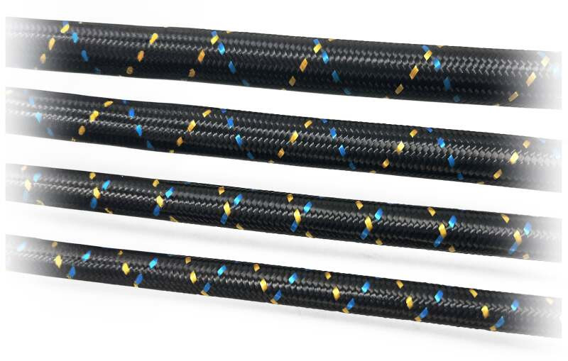 GReddy AN12 REUSABLE HOSE NYLON BRAIDED BLACK/GOLD/BLUE (PRICED PER FOOT) - 12851200 Photo - Primary