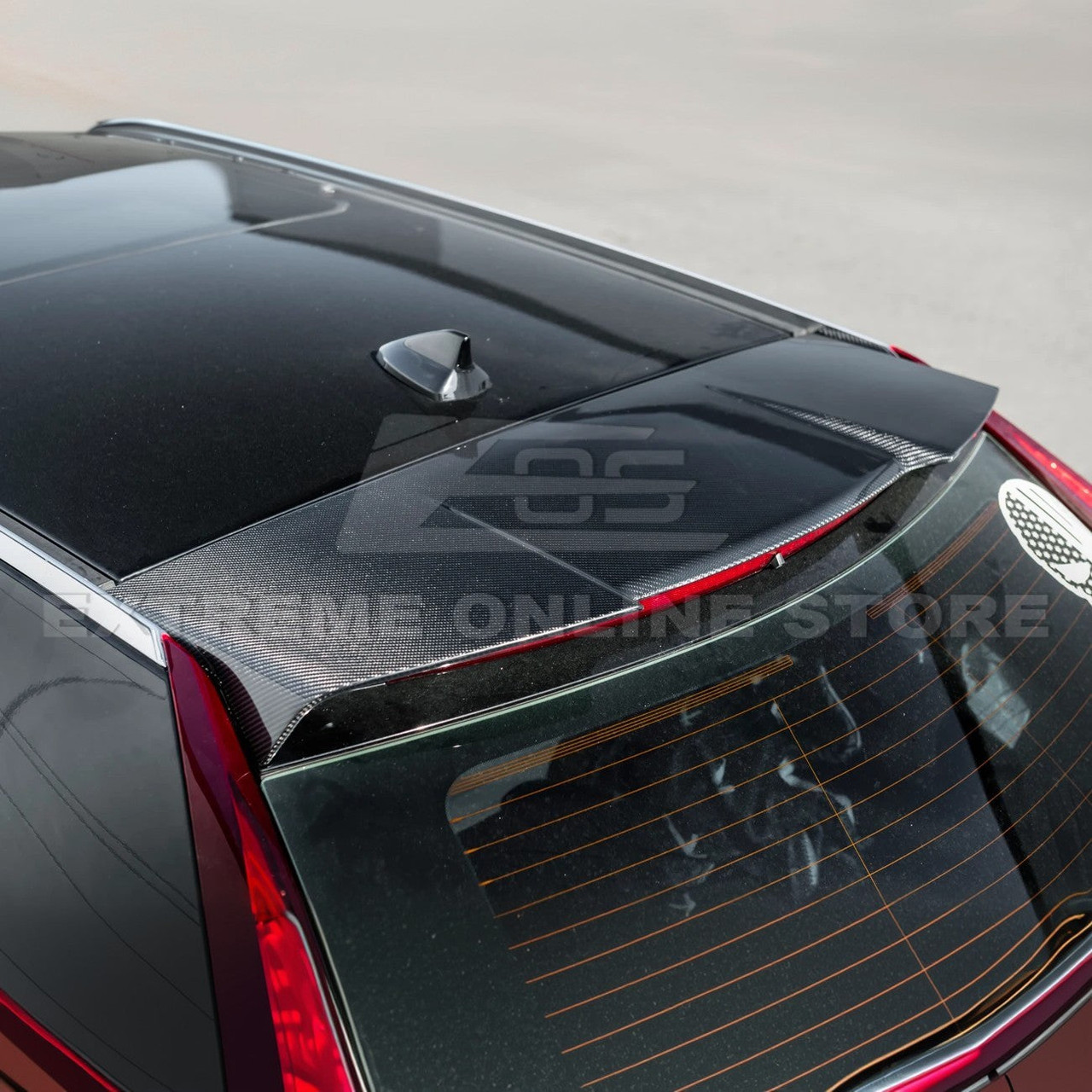 EOS Carbon Fiber Rear Roof Spoiler - 09-15 CTS-V Wagon (SPOILER-638-BKCF)